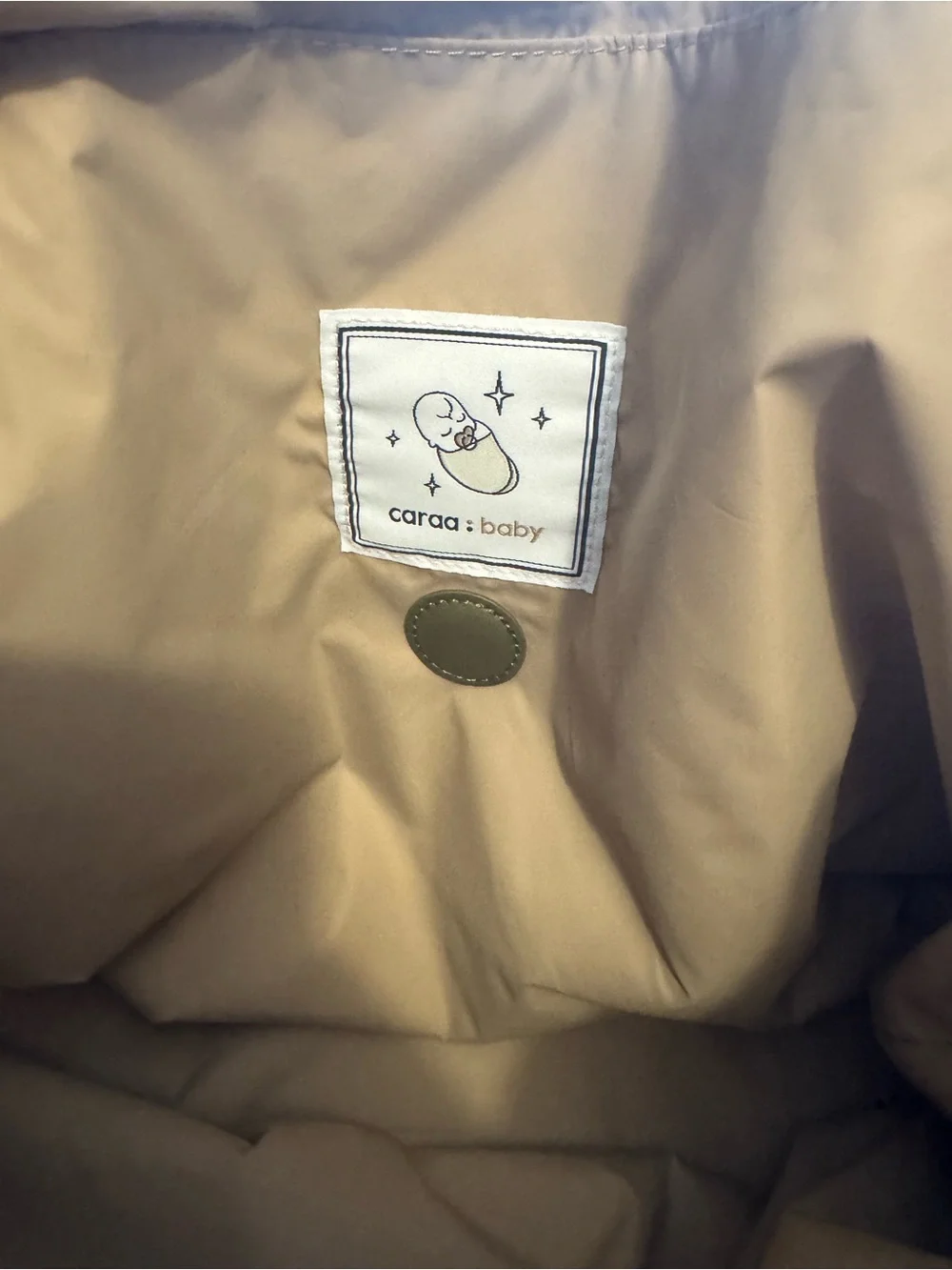Caraa Diaper Bag - Olive - Quilted Interior super clean